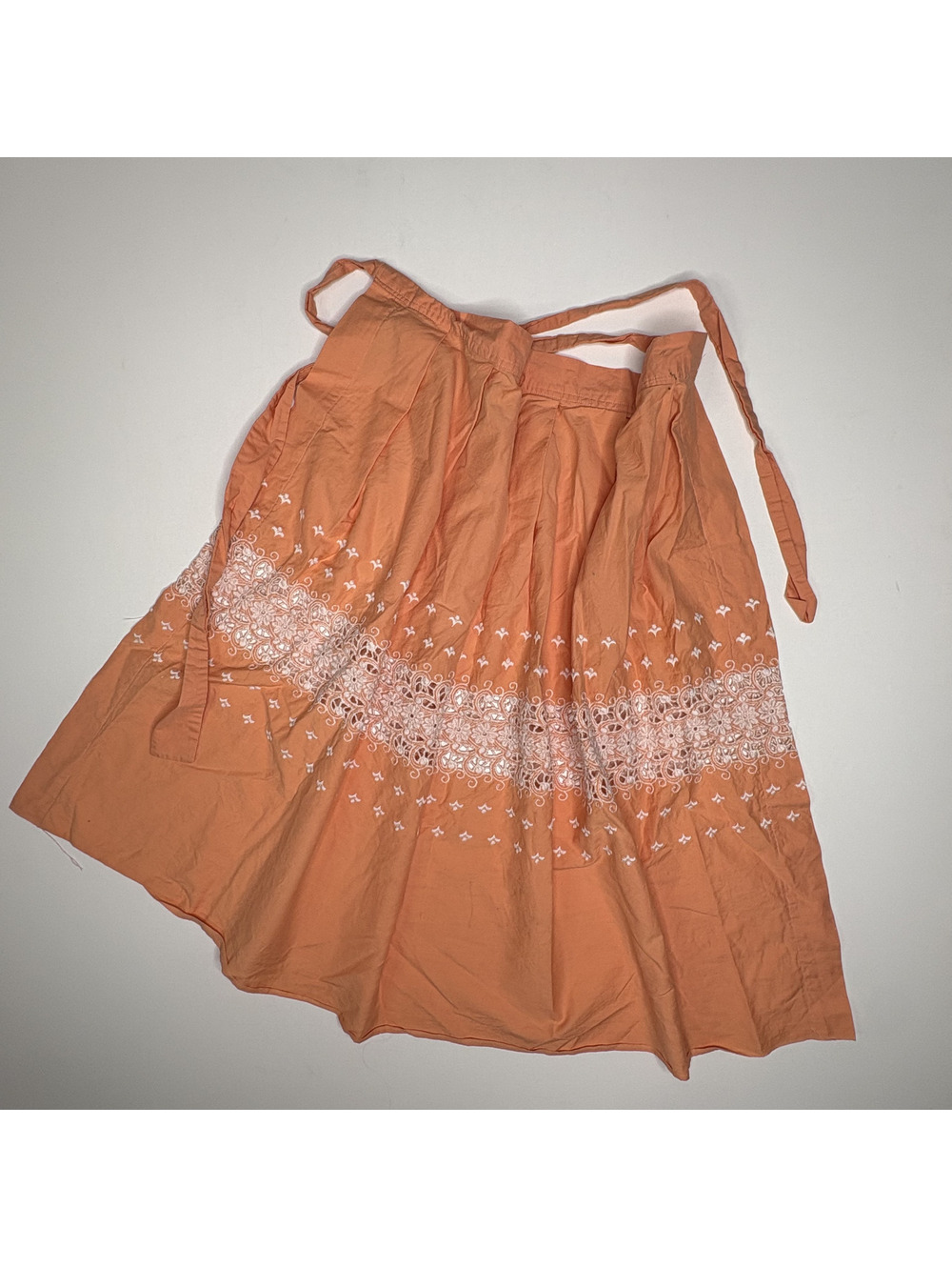 Vintage Terracotta Lace Trim Tiered Prairie Apron